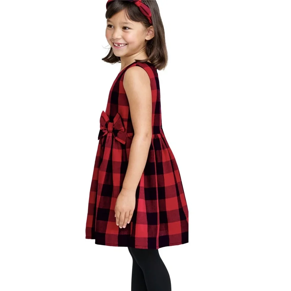 The Childrens Place Dress Girls 5T‎ Buffalo Plaid Red Black Sleeveless New